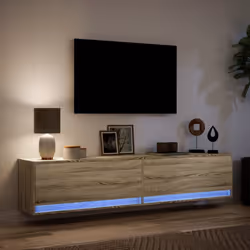 vidaXL TV Wall Cabinet with LED Floating TV Wall Unit Floating TV Cabinet - sonoma oak, 180 x 31 x 38 cm - Additional view 4