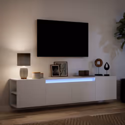 vidaXL TV Wall Cabinet with LED Lights TV Stand Floating Cabinet TV Wall Unit - white, 180 x 31 x 39.5 cm - Additional view 4