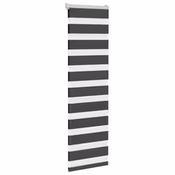 vidaXL Zebra Blind Dark Grey 45x230 cm Fabric Width 40.9 cm Polyester - black, 40 x 150 cm