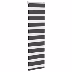 vidaXL Zebra Blind Dark Grey 45x230 cm Fabric Width 40.9 cm Polyester - black, 50 x 150 cm