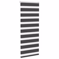 vidaXL Zebra Blind Dark Grey 45x230 cm Fabric Width 40.9 cm Polyester - black, 55 x 150 cm - Additional view 2