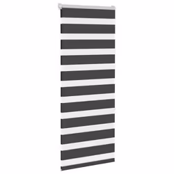 vidaXL Zebra Blind Dark Grey 60x230 cm Fabric Width 55.9 cm Polyester - black, 60 x 150 cm - Additional view 2