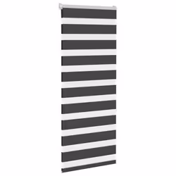vidaXL Zebra Blind Dark Grey 60x230 cm Fabric Width 55.9 cm Polyester - black, 65 x 150 cm - Additional view 2