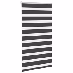 vidaXL Zebra Blind Dark Grey 60x230 cm Fabric Width 55.9 cm Polyester - black, 70 x 150 cm - Additional view 2