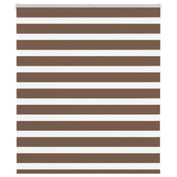 vidaXL Zebra Blind Brown 130x100 cm Fabric Width 125.9 cm Polyester