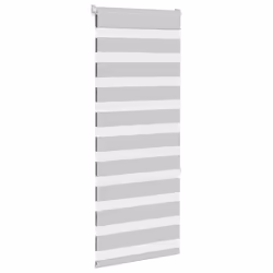 vidaXL Zebra Blind Dark Grey 60x230 cm Fabric Width 55.9 cm Polyester - light grey, 65 x 150 cm - Additional view 2