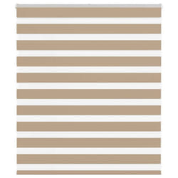 vidaXL Zebra Blind Sand Brown 135x100 cm Fabric Width 130.9 cm Polyester