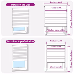 vidaXL Zebra Blind White 130x150 cm Fabric Width 125.9 cm Polyester - Additional view 5