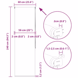 vidaXL Shower Roller Blind with Cassette Fabric - leaves, 60 x 240 cm - Additional view 3