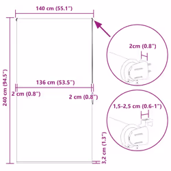 vidaXL Shower Roller Blind Fabric shower blind - light grey, 140 x 240 cm - Additional view 3