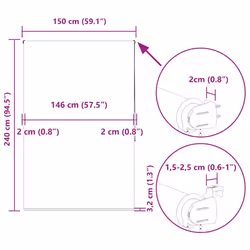 vidaXL Shower Roller Blind Fabric shower blind - light grey, 150 x 240 cm - Additional view 3