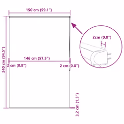 vidaXL Shower Roller Blind with Cassette 140x240 cm Fabric Width 136 cm - ornament, 150 x 240 cm - Additional view 3