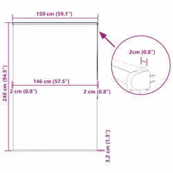 vidaXL Shower Roller Blind with Cassette 140x240 cm Fabric Width 136 cm - splash, 150 x 240 cm - Additional view 3