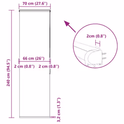 vidaXL Shower Roller Blind with Cassette Fabric - square, 70 x 240 cm - Additional view 3