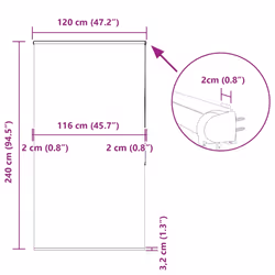 vidaXL Shower Roller Blind with Cassette 140x240 cm Fabric Width 136 cm - square, 120 x 240 cm - Additional view 3