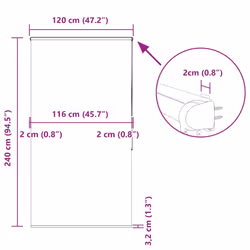 vidaXL Shower Roller Blind with Cassette 140x240 cm Fabric Width 136 cm - white, 120 x 240 cm