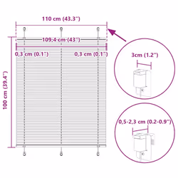 vidaXL Pleated Blind Petrol Fabric Polyester - cream, 110 x 100 cm
