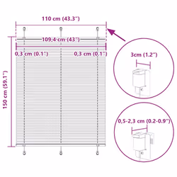 vidaXL Pleated Blind Petrol Fabric Polyester - cream, 110 x 150 cm