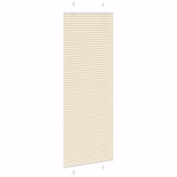 vidaXL Pleated Blind Blue 80x100 cm Fabric Width 79.4 cm Polyester - cream, 75 x 200 cm
