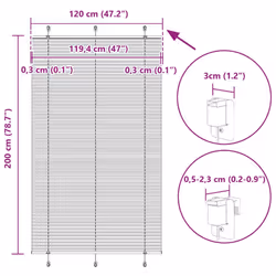 vidaXL Pleated Blind Petrol Fabric Polyester - cream, 120 x 200 cm
