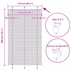 vidaXL Pleated Blind Petrol Fabric Polyester - light grey, 115 x 200 cm