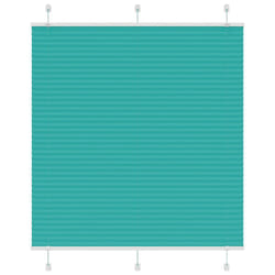 vidaXL Pleated Blind Petrol Fabric Polyester - petrol green, 115 x 100 cm