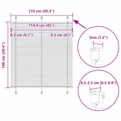 vidaXL Pleated Blind Petrol Fabric Polyester - pink, 115 x 100 cm