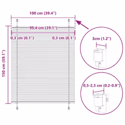 vidaXL Pleated Blind Anthracite 95x100 cm Fabric Width 94.4 cm Polyester - pink, 100 x 150 cm