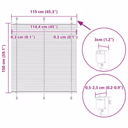 vidaXL Pleated Blind Petrol Fabric Polyester - pink, 115 x 150 cm
