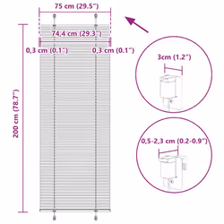 vidaXL Pleated Blind Blue 80x100 cm Fabric Width 79.4 cm Polyester - pink, 75 x 200 cm