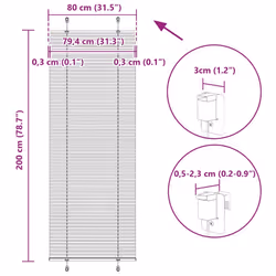 vidaXL Pleated Blind Blue 80x100 cm Fabric Width 79.4 cm Polyester - pink, 80 x 200 cm