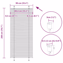 vidaXL Pleated Blind Anthracite 95x100 cm Fabric Width 94.4 cm Polyester - pink, 90 x 200 cm