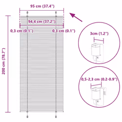 vidaXL Pleated Blind Anthracite 95x100 cm Fabric Width 94.4 cm Polyester - pink, 95 x 200 cm
