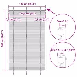 vidaXL Pleated Blind Petrol Fabric Polyester - pink, 115 x 200 cm