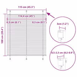 vidaXL Pleated Blind Petrol Fabric Polyester - white, 115 x 100 cm