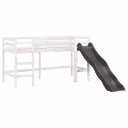 vidaXL Kids' Loft Bed without Mattress Bed Frame Bunk Bed Solid Wood Pine - white, 80 x 200 cm