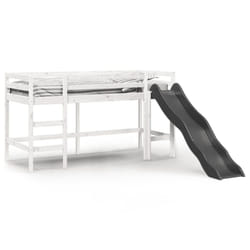 vidaXL Kids' Loft Bed without Mattress Bed Frame Bunk Bed Solid Wood Pine - white, 90 x 200 cm