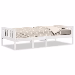 vidaXL Children's Bed without Mattress Wax Solid Wood Pine - white, 90 x 200 cm