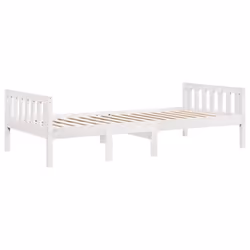 vidaXL Children's Bed without Mattress Wax Solid Wood Pine - white, 90 x 200 cm