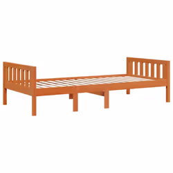 vidaXL Children's Bed without Mattress Wax Solid Wood Pine - wax brown, 90 x 200 cm