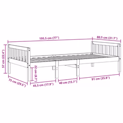 vidaXL Children's Bed without Mattress Wax Solid Wood Pine - white, 75 x 190 cm - Additional view 3