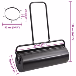 vidaXL Garden Lawn Roller with Aerator Clamps Tool Black 63 L Iron and Steel
