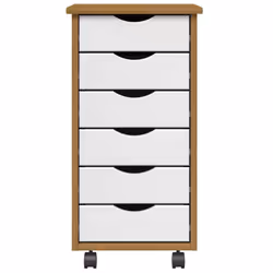 vidaXL Rolling Cabinet with Drawers Mobile File Cabinet Solid Wood Pine MOSS - honey brown and white, 34 x 39 x 65.5 cm - Additional view 2