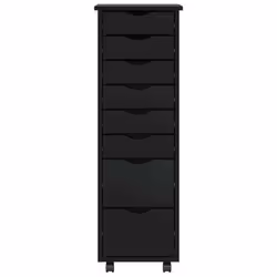 vidaXL Rolling Cabinet with Drawers MOSS Black Solid Wood Pine - black, 34 x 39 x 103 cm