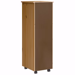 vidaXL Rolling Cabinet with Drawers MOSS Black Solid Wood Pine - honey brown and white, 34 x 39 x 103 cm - Additional view 4