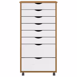 vidaXL Rolling Cabinet with Drawers MOSS Black Solid Wood Pine - honey brown and white, 53 x 39 x 103 cm