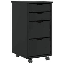 vidaXL Rolling Cabinet with Drawers MOSS Black Solid Wood Pine - black