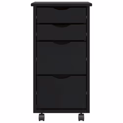 vidaXL Rolling Cabinet with Drawers MOSS Black Solid Wood Pine - black