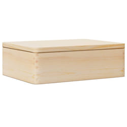 vidaXL Wooden Box Storage Box Wooden Crate Treasure Chest Solid Wood Pine - natural, 40 x 30 x 13 cm