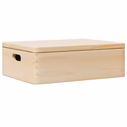 vidaXL Wooden Box Storage Box Wooden Crate Treasure Chest Solid Wood Pine - natural, 40 x 30 x 13 cm